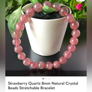 Elegant Pink Strawberry Quartz Beaded Bracelet